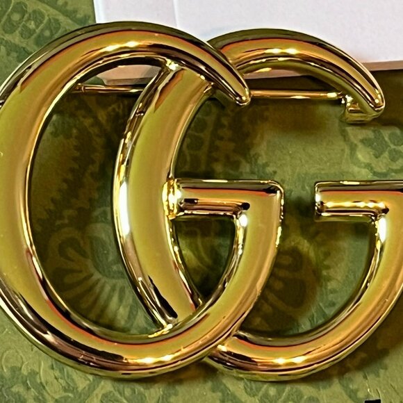 Gucci brooch authentic vintage gold gg pin Italy - Picture 3 of 3